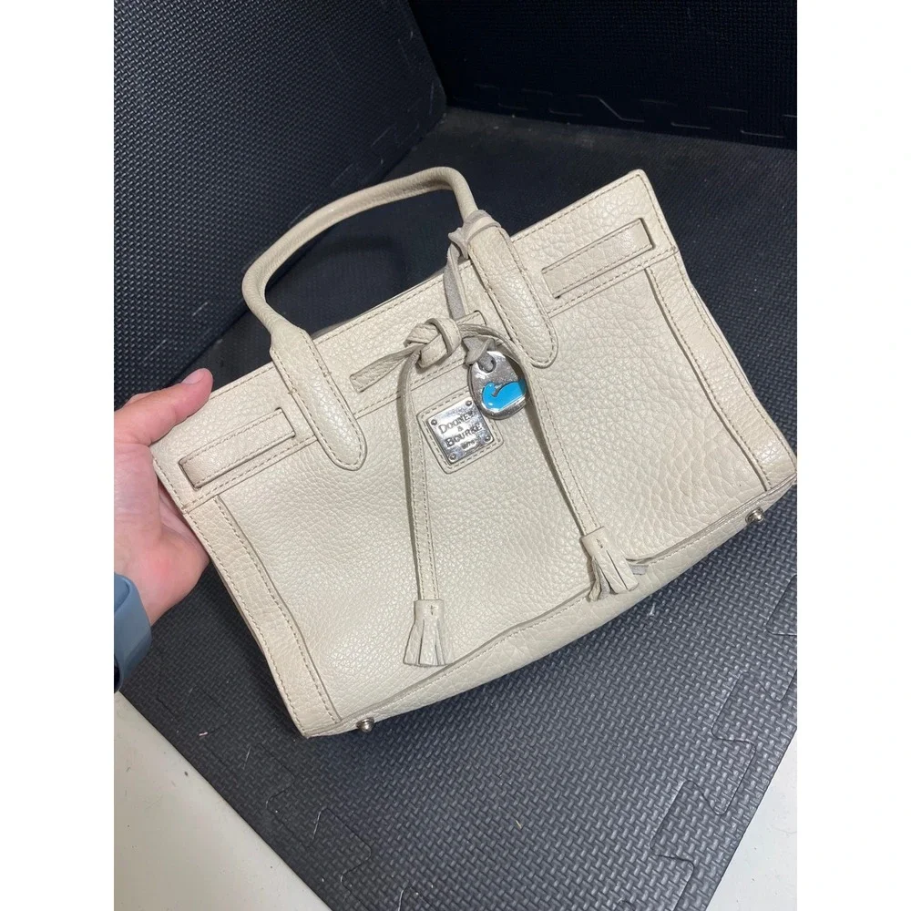 DOONEY & BOURKE East West Tassel OFF WHITE IVORY Pebble Leather Tote Satchel Bag